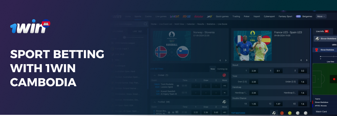 Placing sports bets on the 1win platform in Cambodia